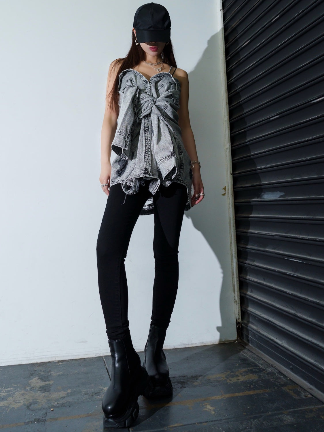 2WAY ダメージ DENIMシャツ