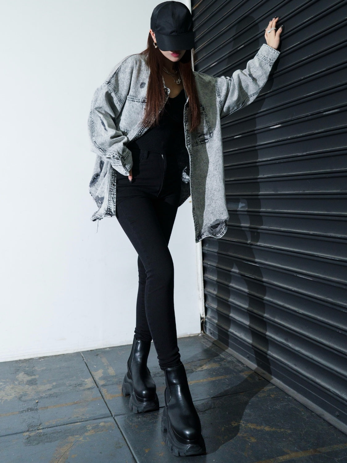 2WAY ダメージ DENIMシャツ