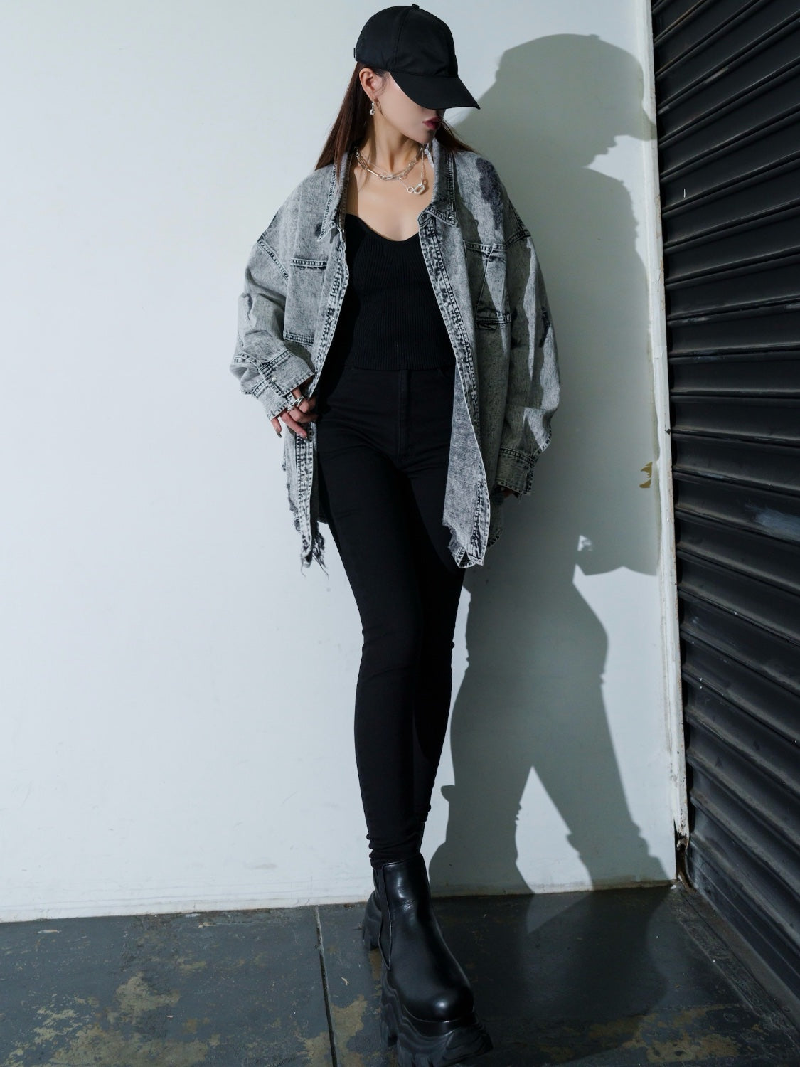 2WAY ダメージ DENIMシャツ