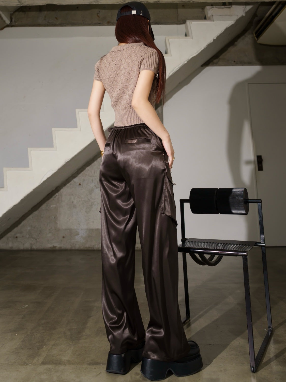 ラメ エンボス KNIT ポロシャツ