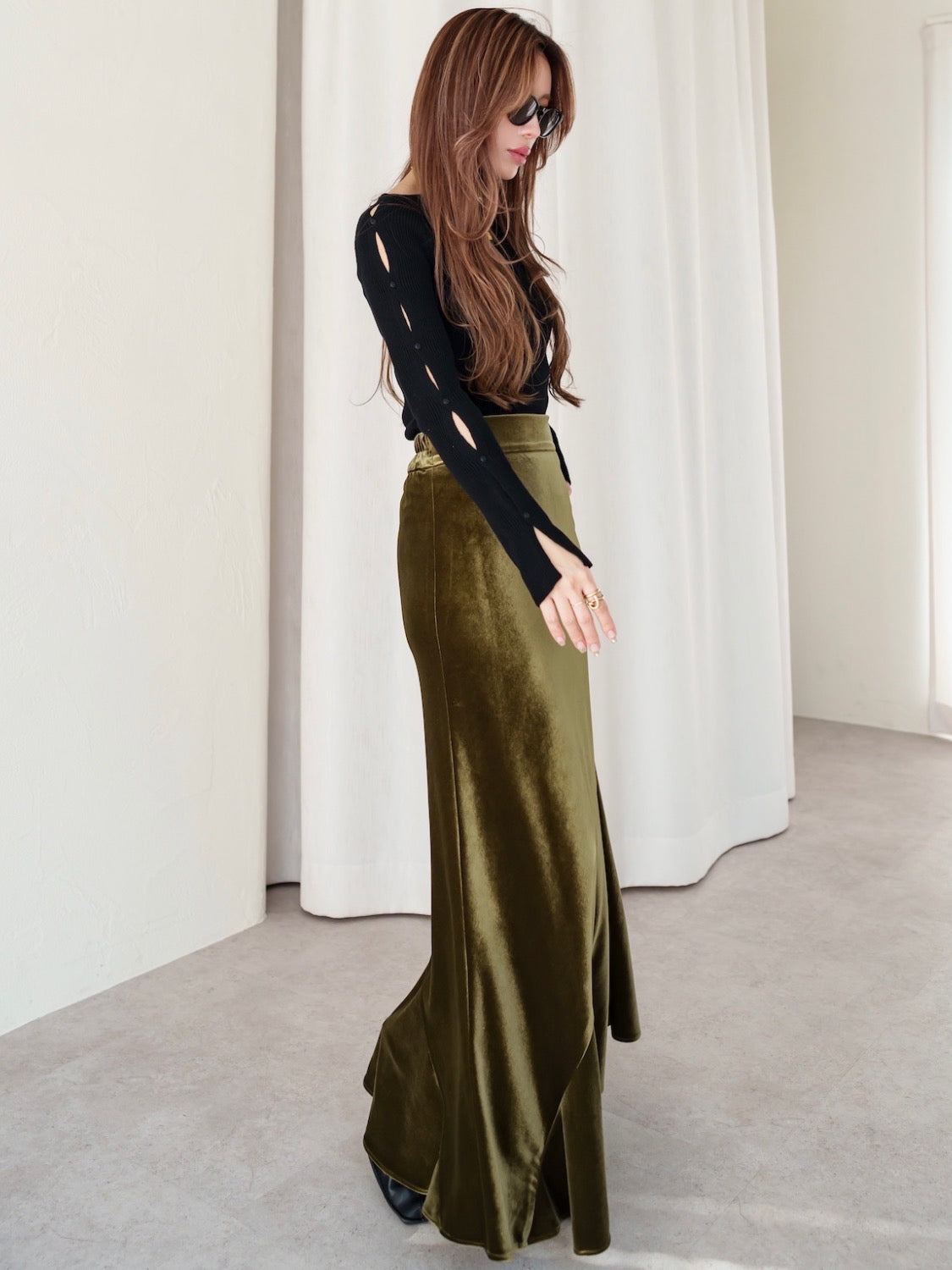 BUTTON-SLEEVE ニット トップス