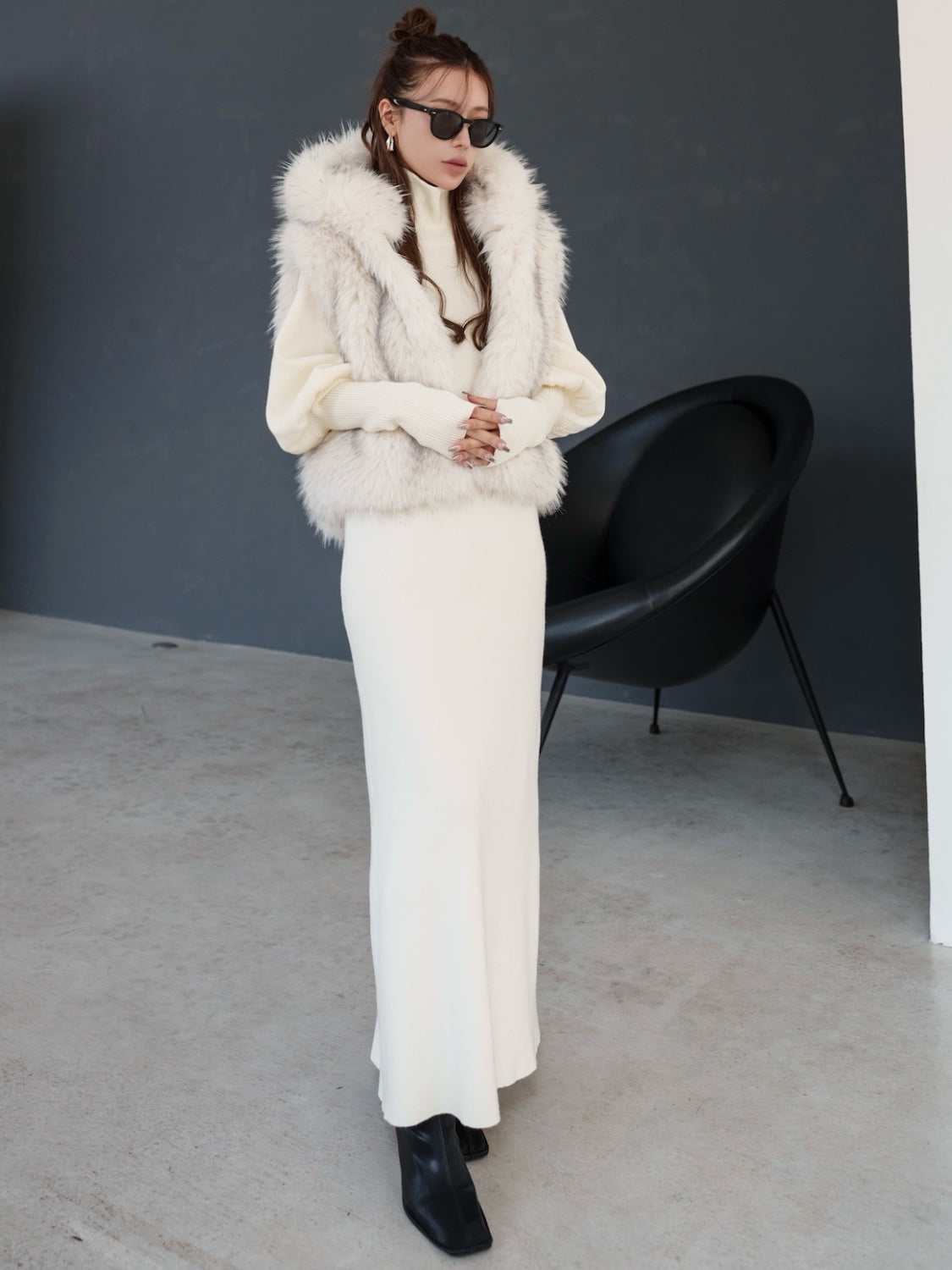 MODEL:159cm<br>COLOR:ホワイトMIX