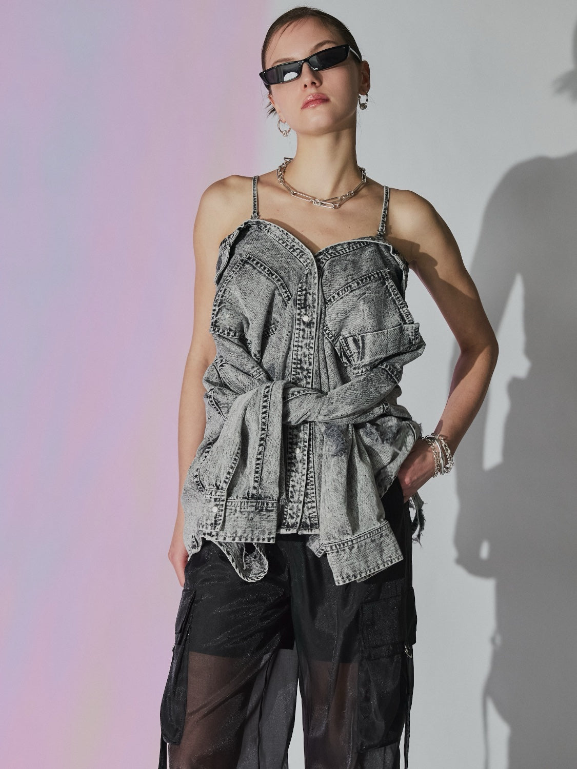 2WAY ダメージ DENIMシャツ