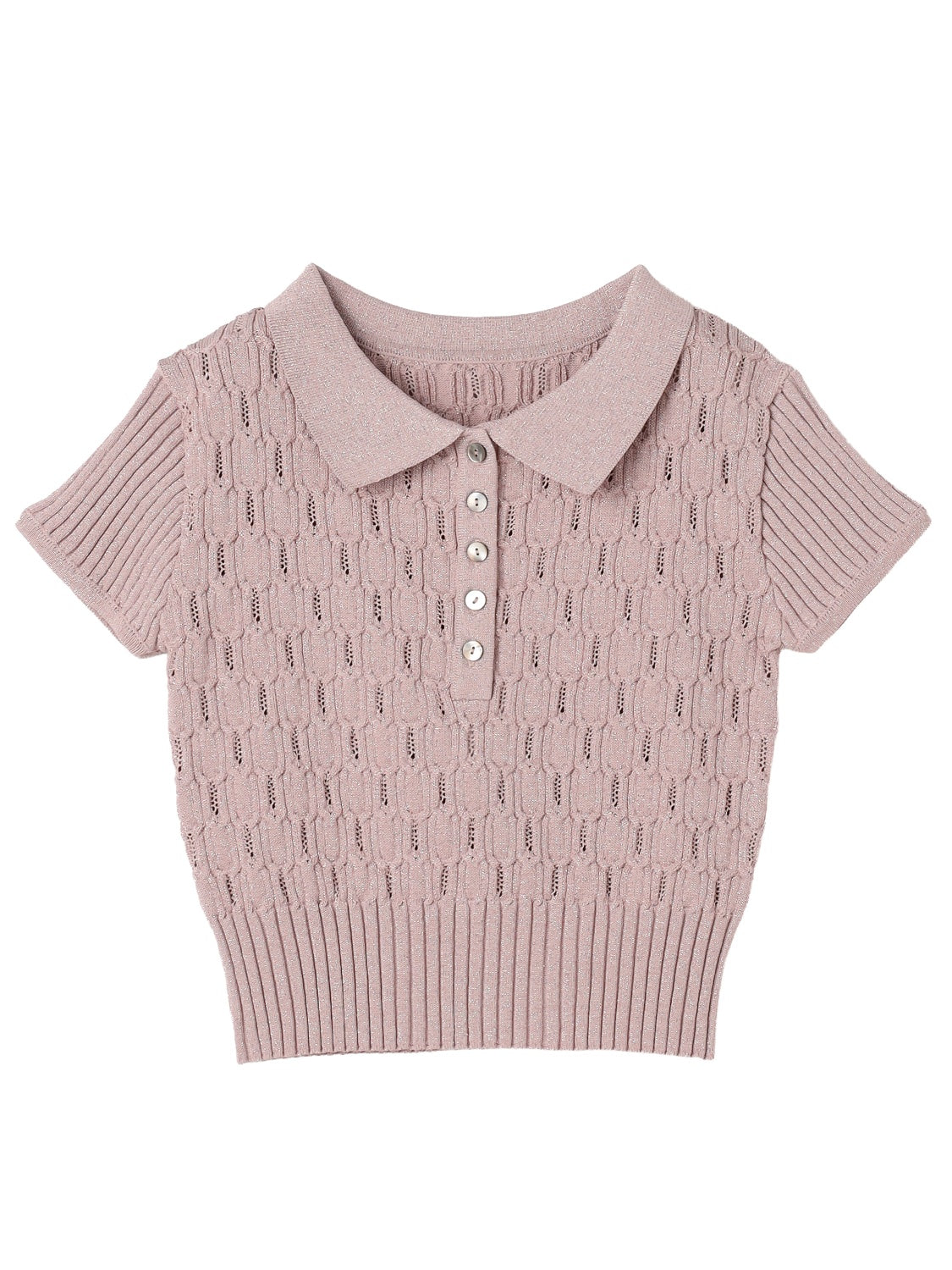 ラメ エンボス KNIT ポロシャツ
