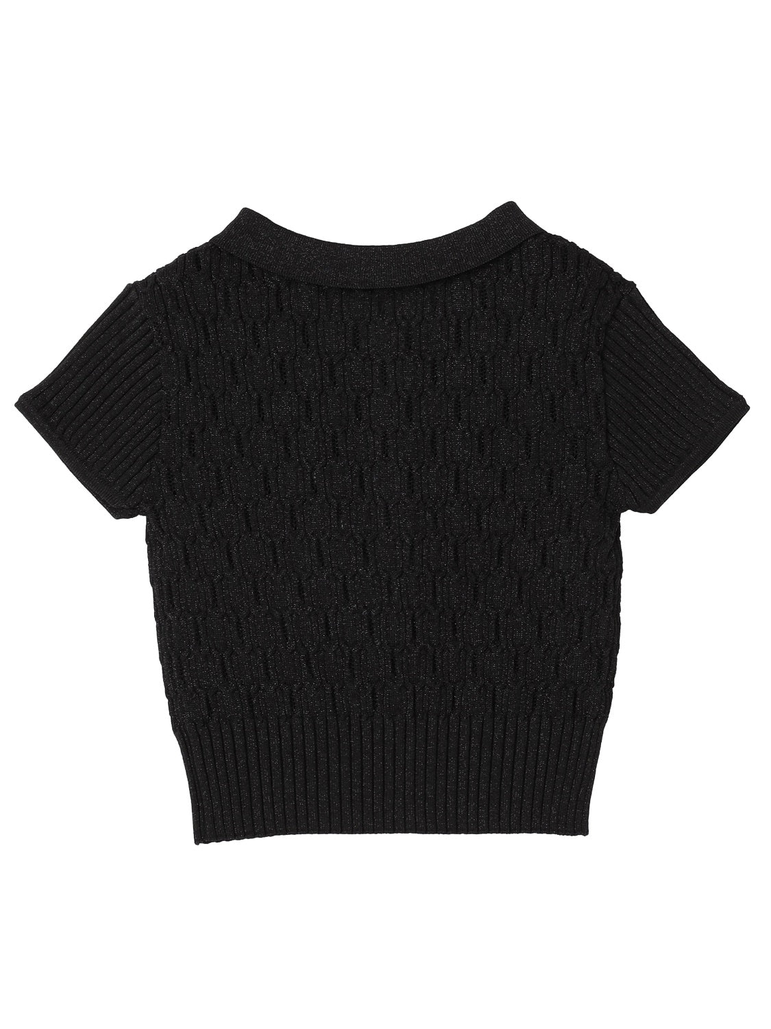 ラメ エンボス KNIT ポロシャツ