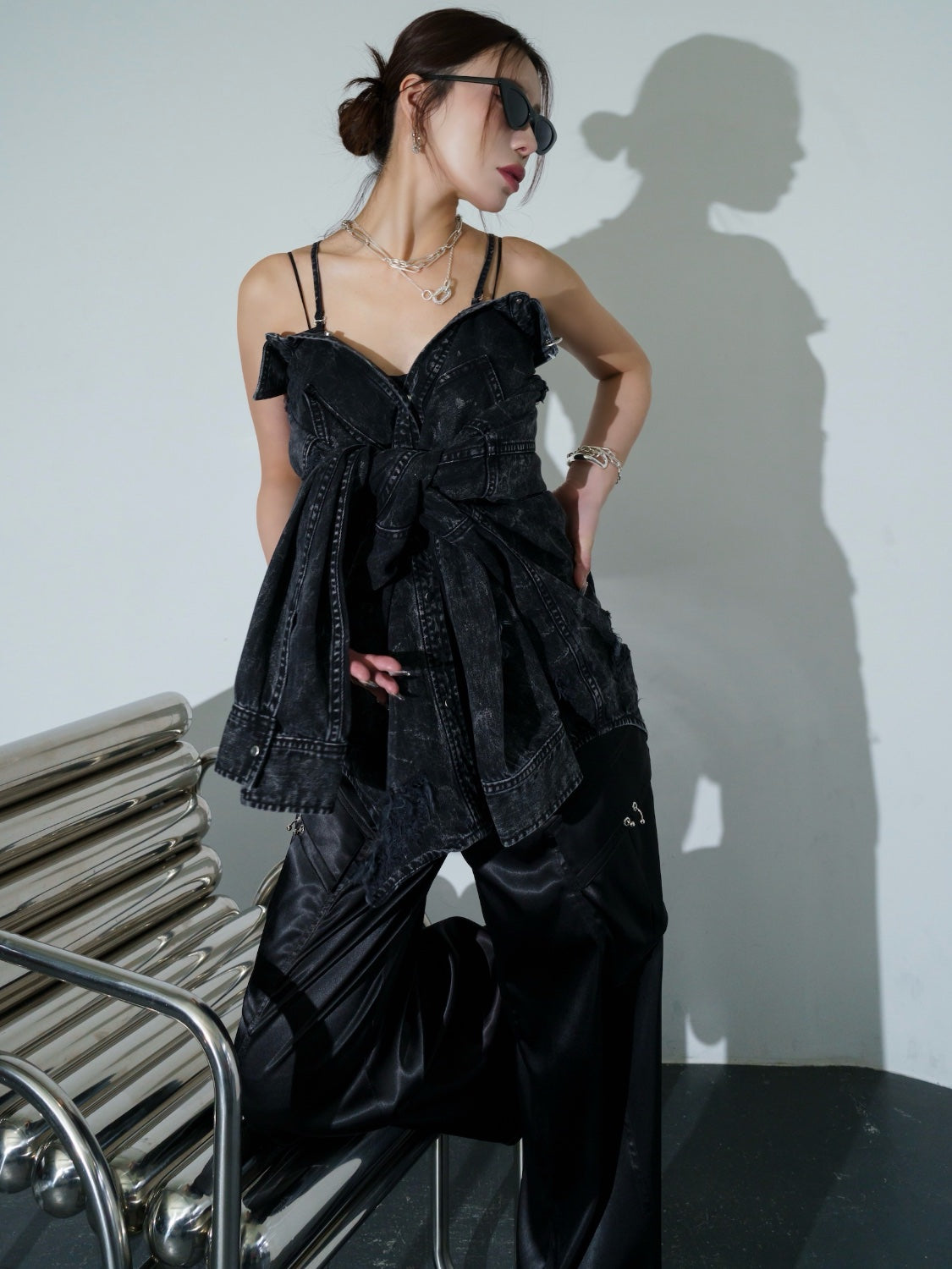 2WAY ダメージ DENIMシャツ