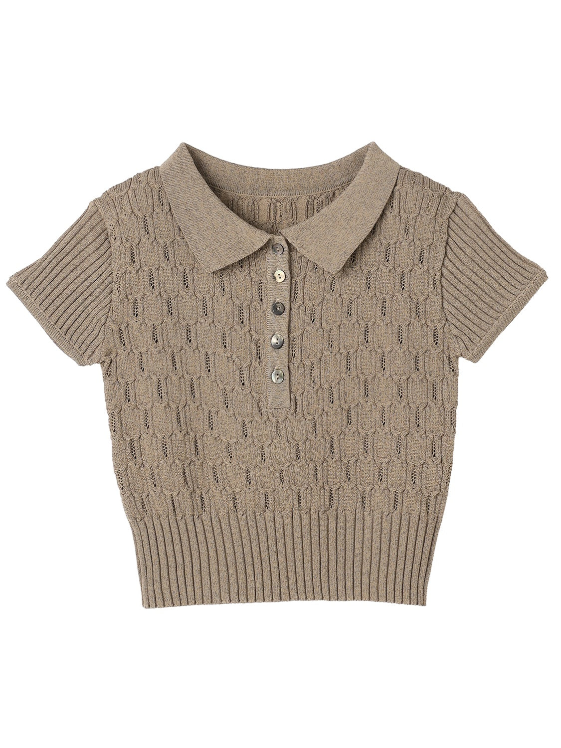 ラメ エンボス KNIT ポロシャツ