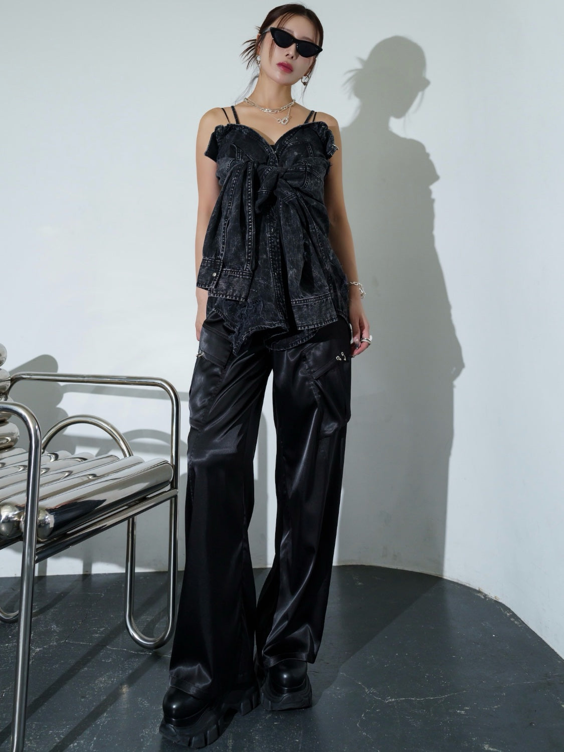 2WAY ダメージ DENIMシャツ