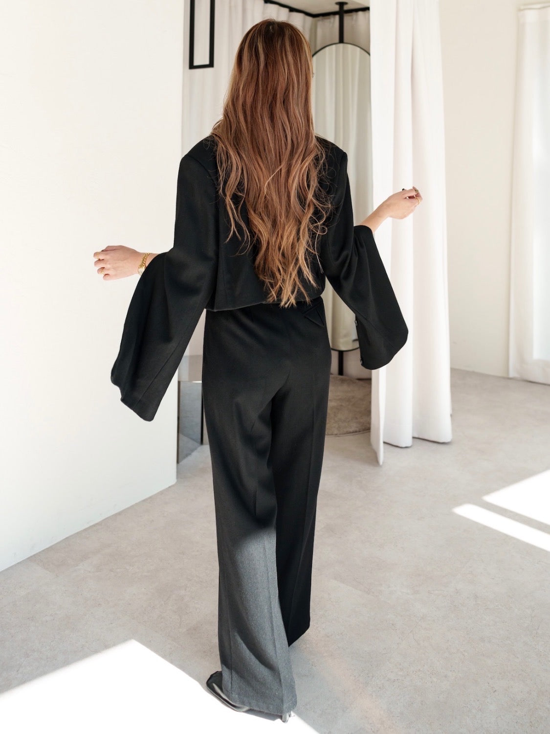 Wool twill short jacket