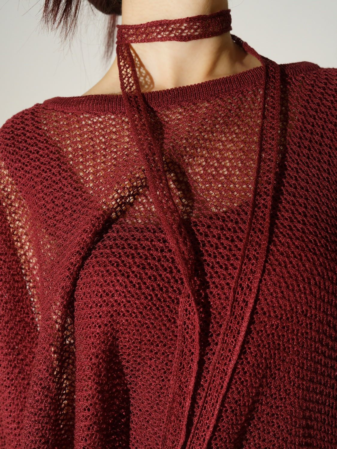 3ピース シアーメッシュ KNIT ポンチョ Set