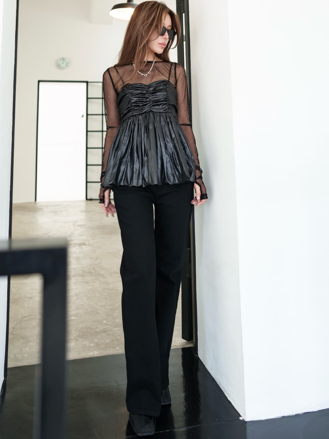 レザーライク ぺプラム Camisole