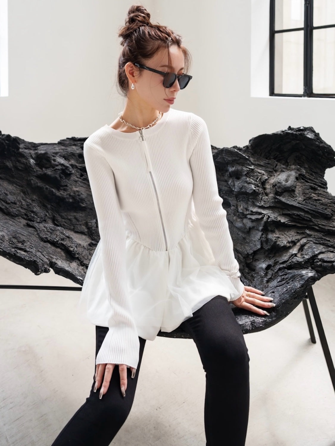 ドッキング ぺプラム Knit トップス