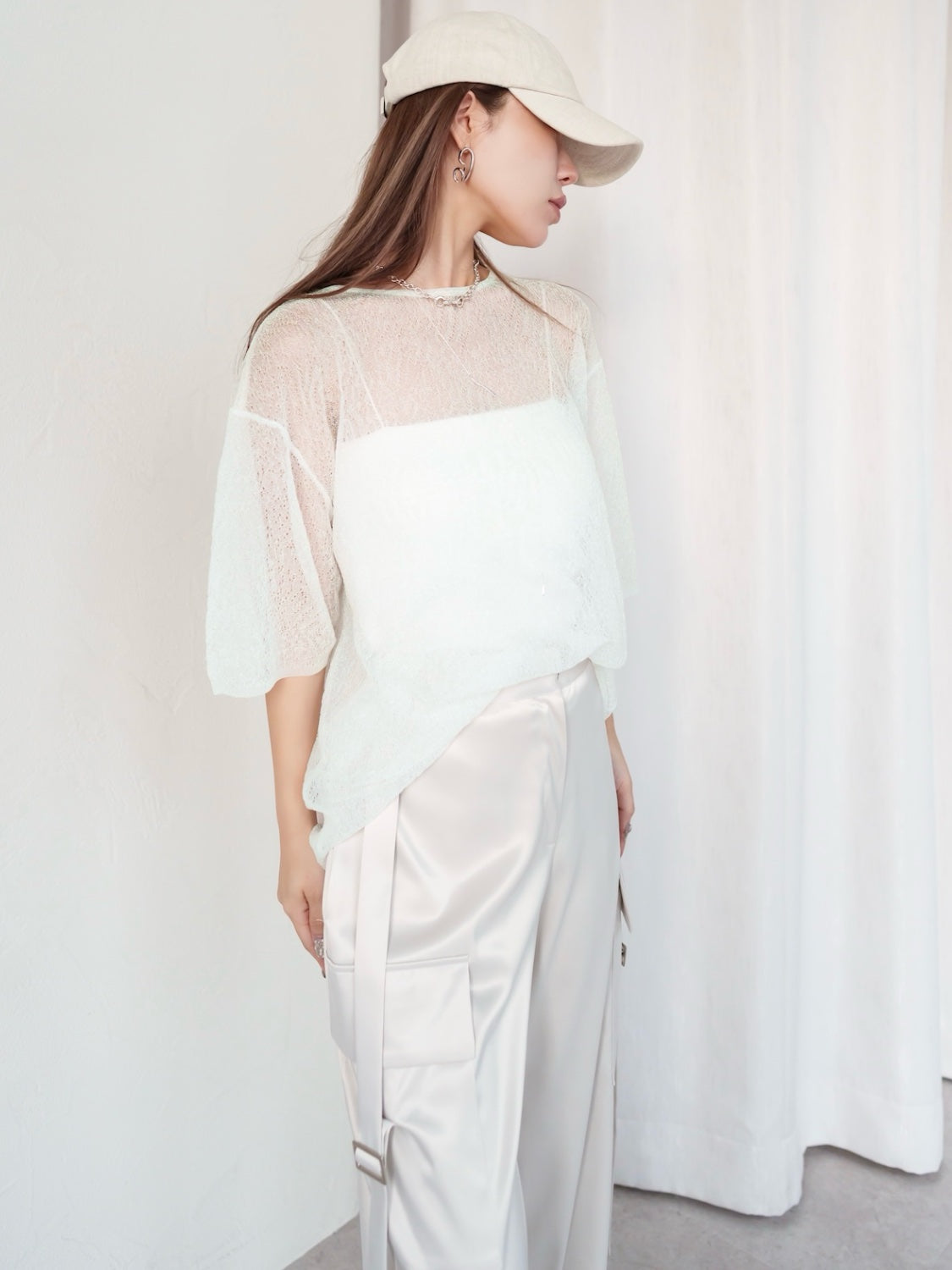 Sheer Knit Over T-shirt