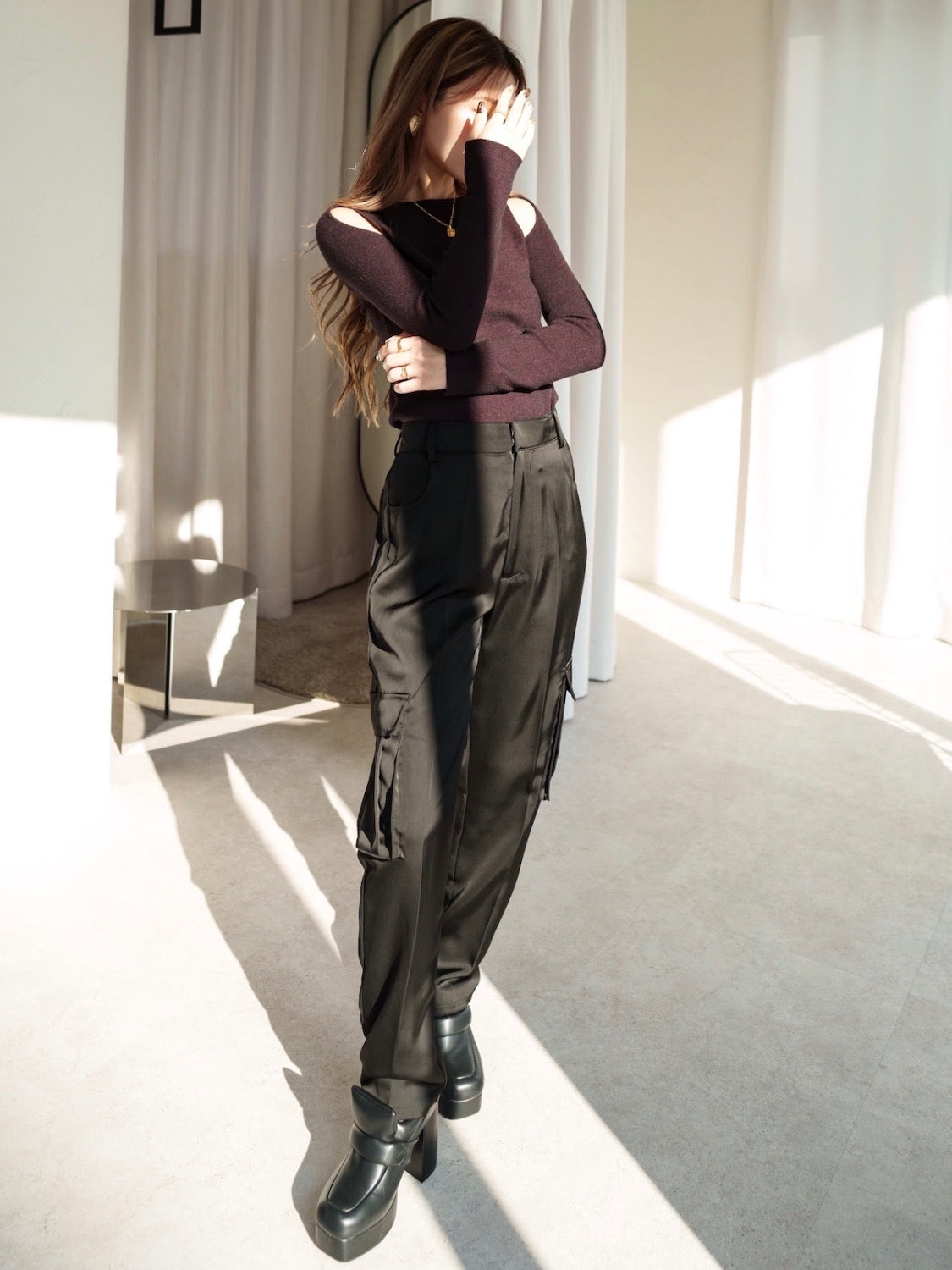 Open-shoulder ニット トップス