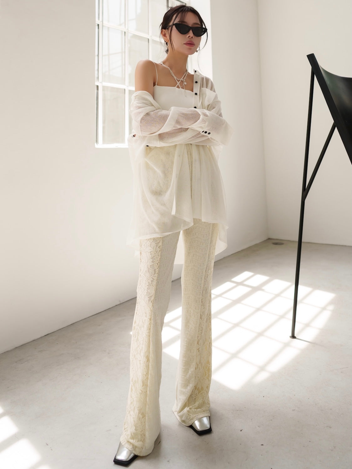 Stretch レース フレアパンツ