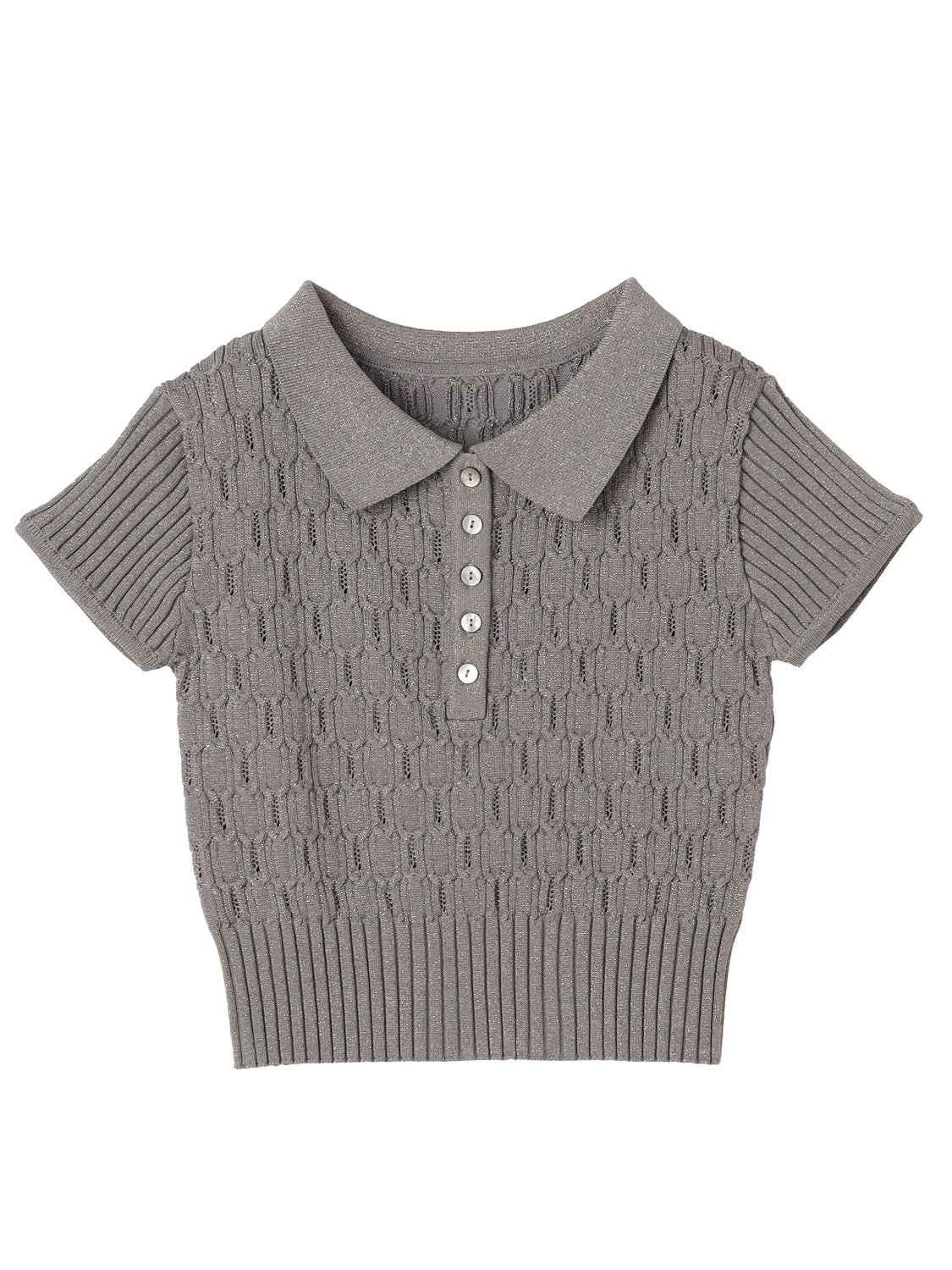 ラメ エンボス KNIT ポロシャツ