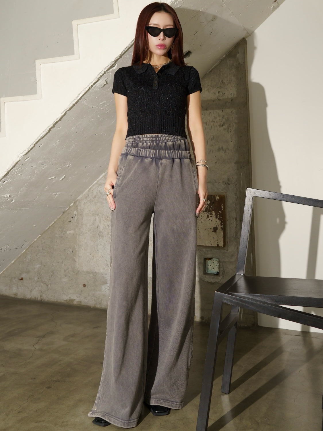 ラメ エンボス KNIT ポロシャツ