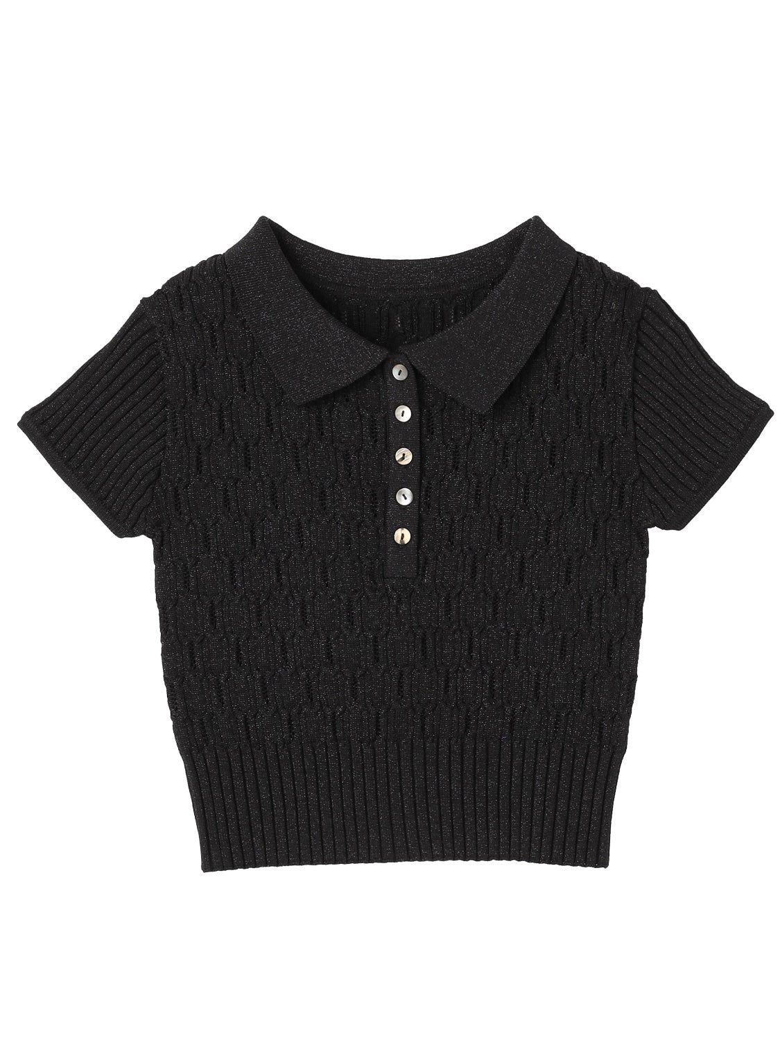 ラメ エンボス KNIT ポロシャツ