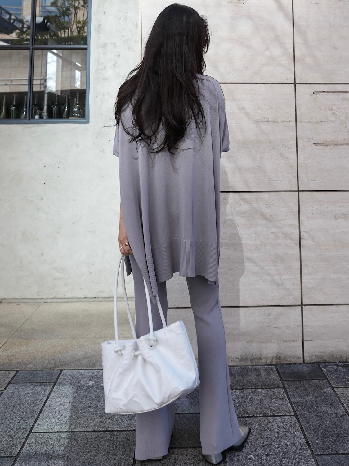 Knot crinkled leather tote