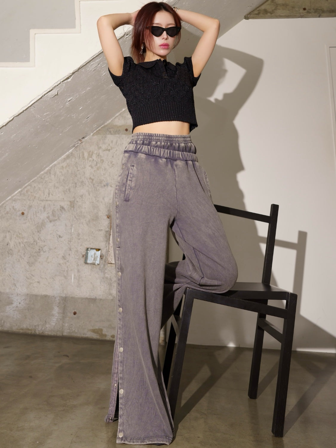 ラメ エンボス KNIT ポロシャツ