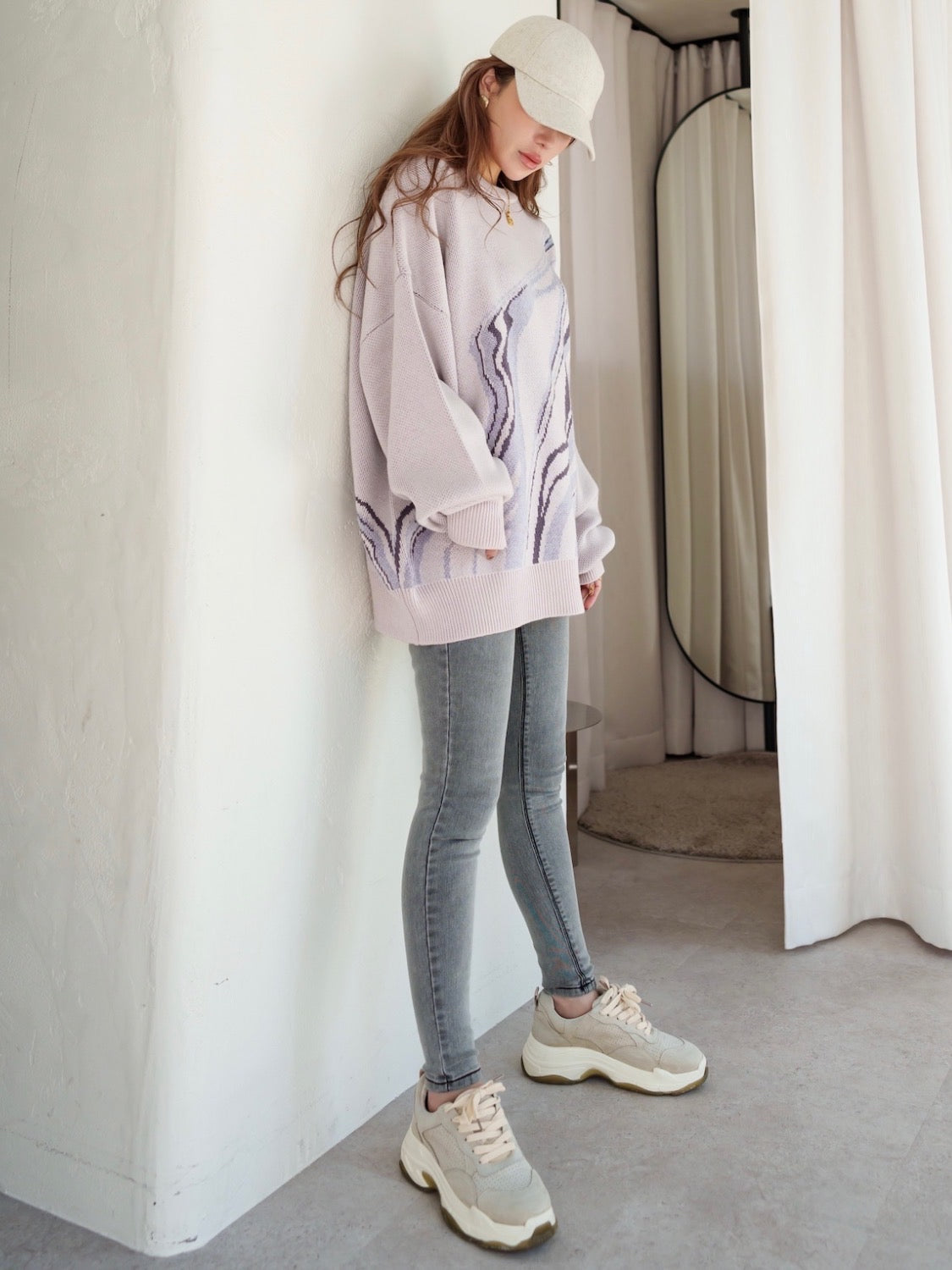 Marble Long-sleeve Pullover