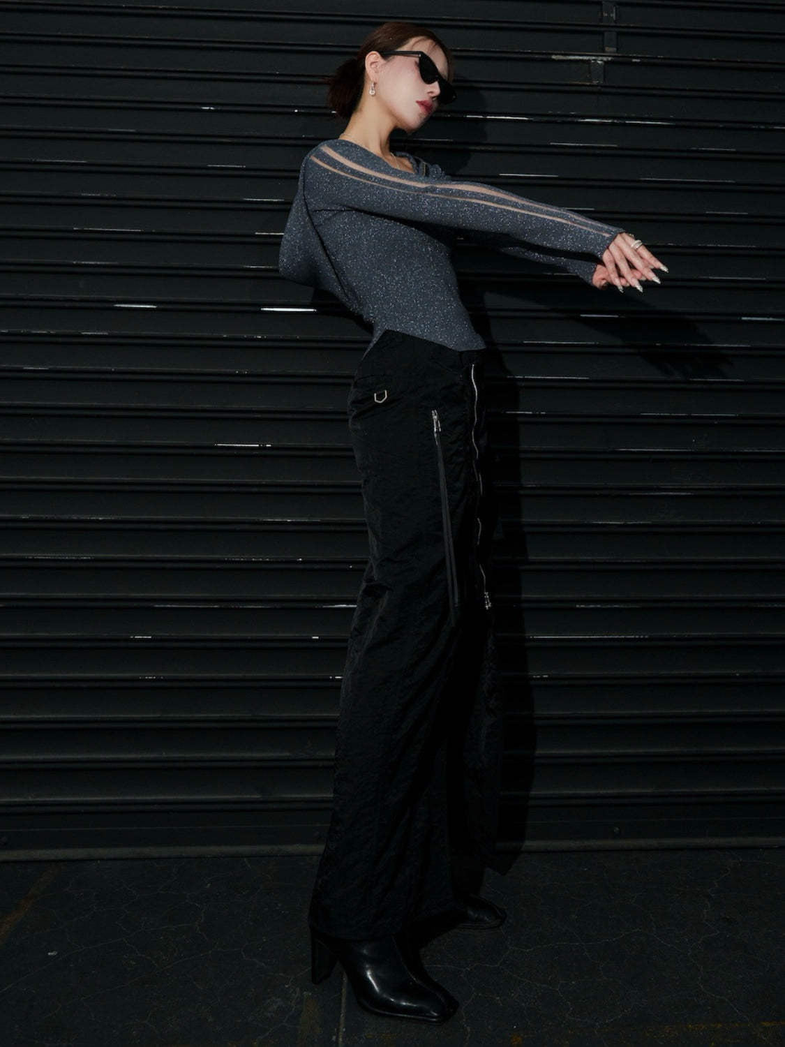 シアーライン Half ジップフーディー KNIT