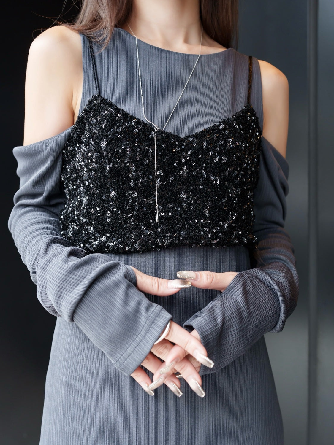 Sequin Bustier & OP Set