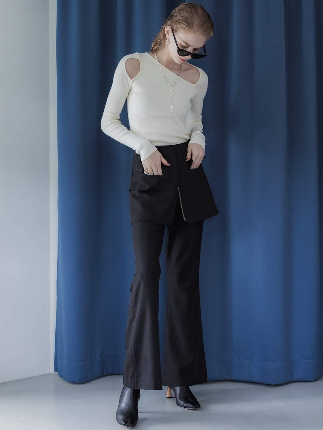 Asymmetrical Long-sleeve Knit