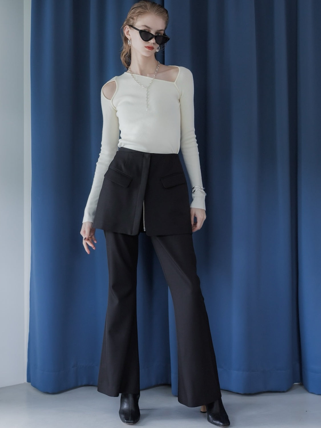 Asymmetrical Long-sleeve Knit