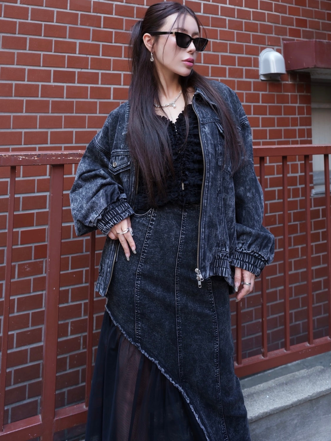 チュール ドッキング DENIM スカート