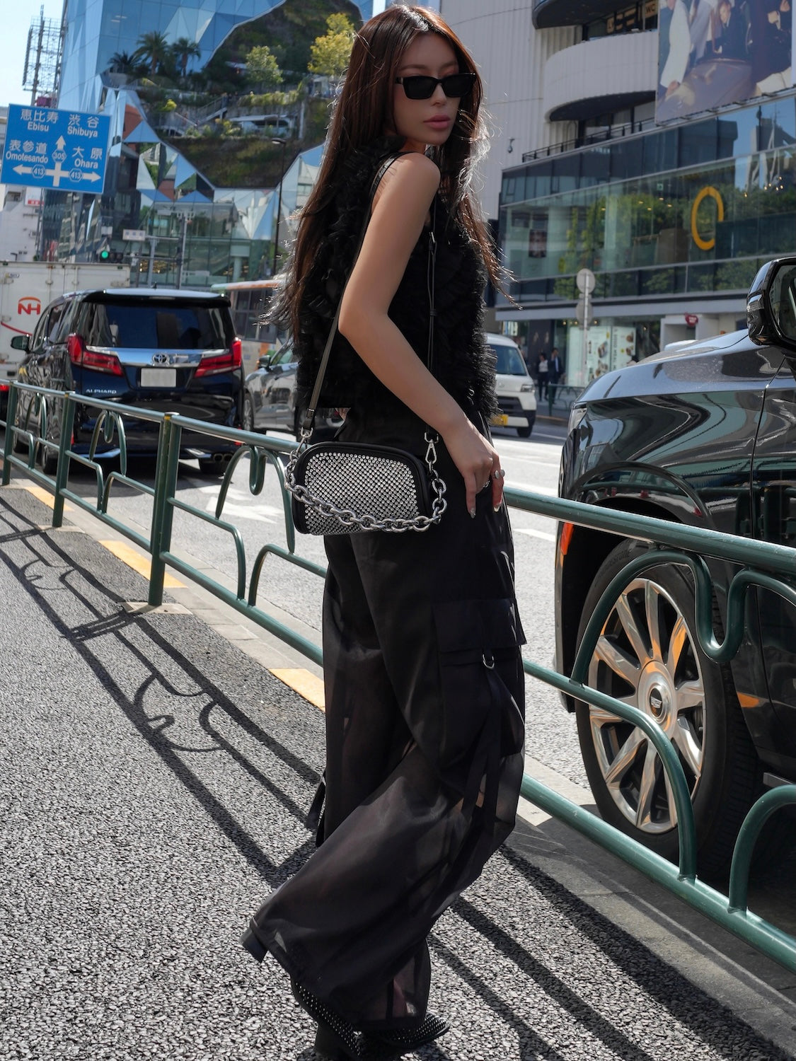 MINI ストーン Chain アシンメトリー バッグ