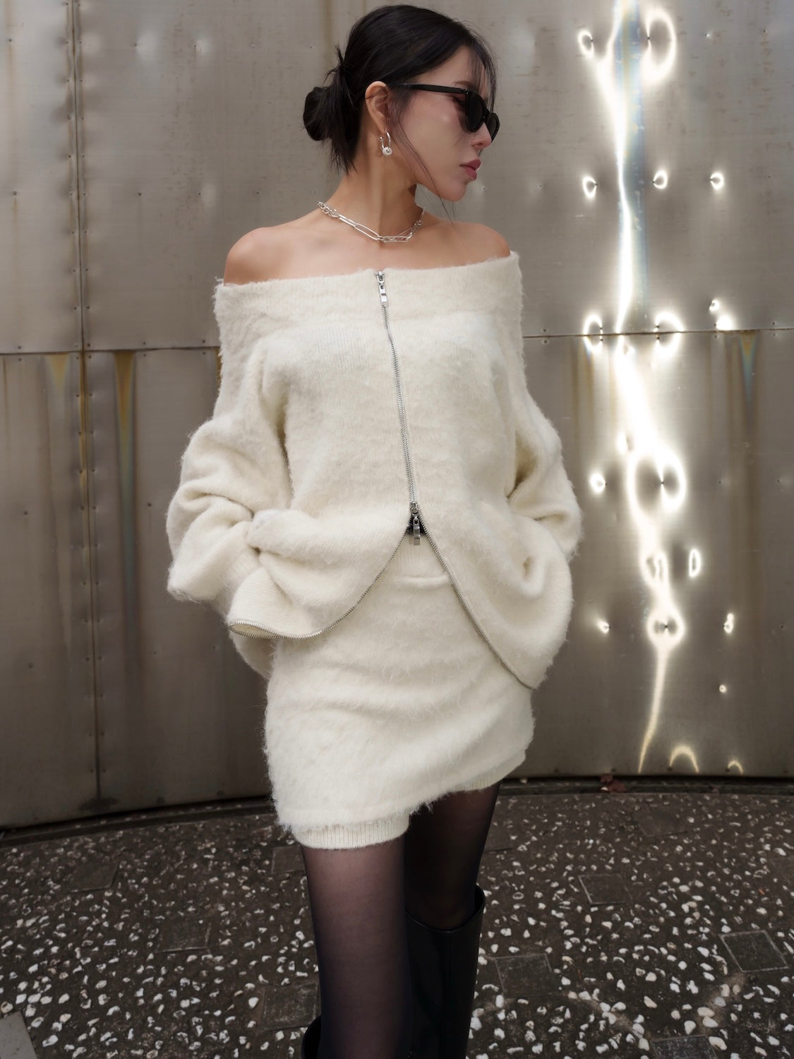 ショートパンツ レイヤード KNIT スカート