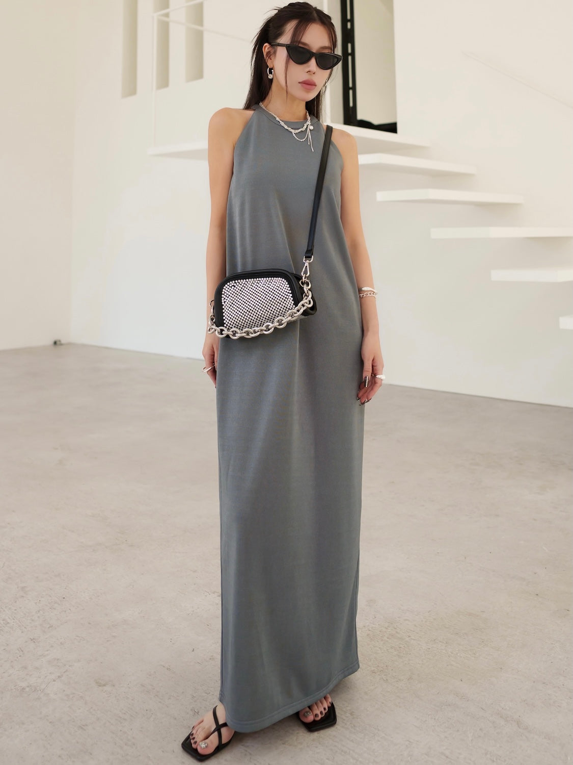 Basic ラメ カットソー ワンピース