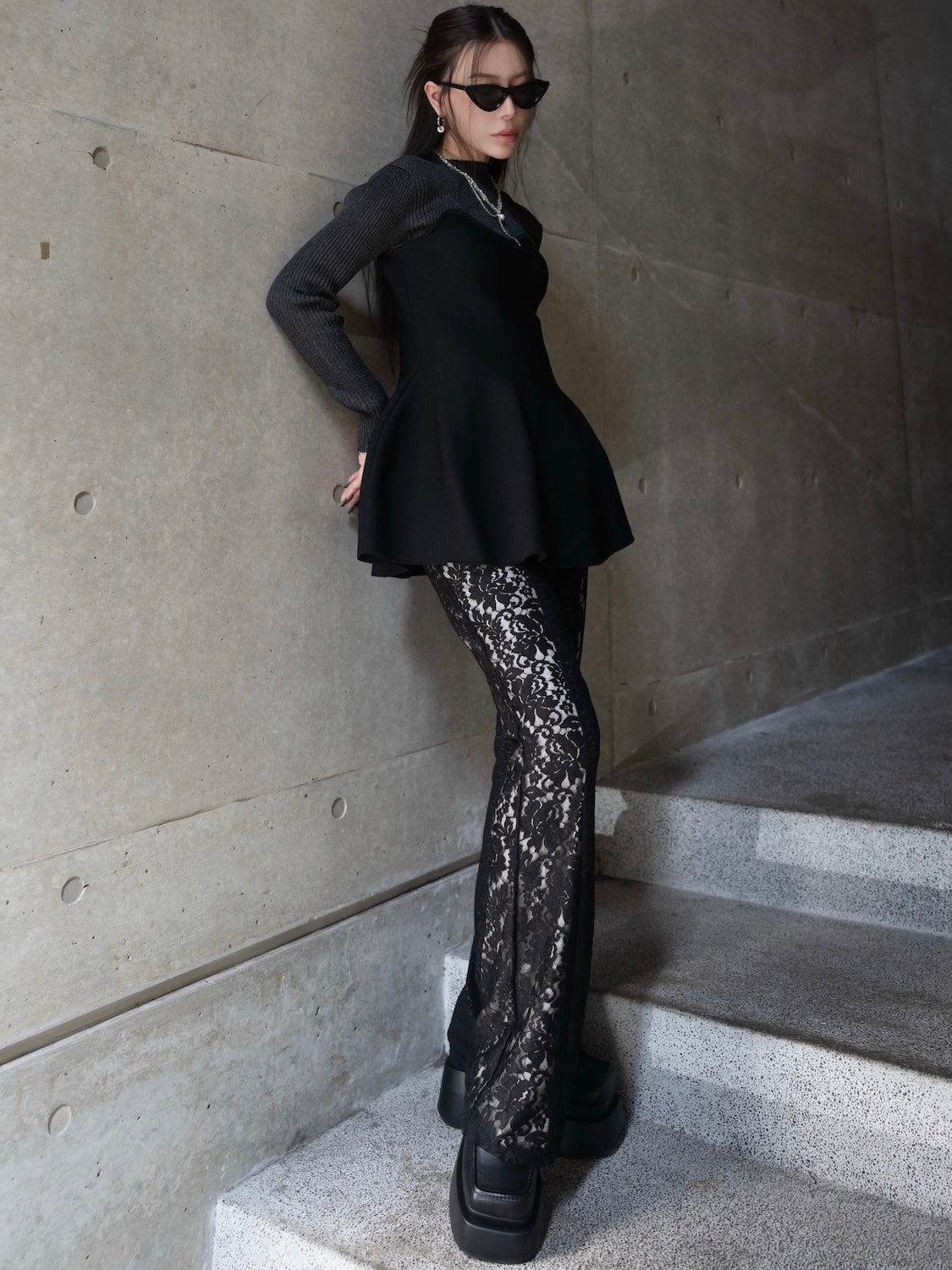 インターシャ ドッキング ペプラム KNIT