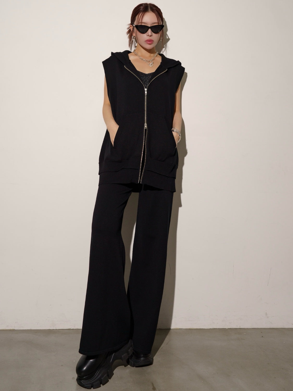 レイヤーライク フーディー KNIT セットアップ