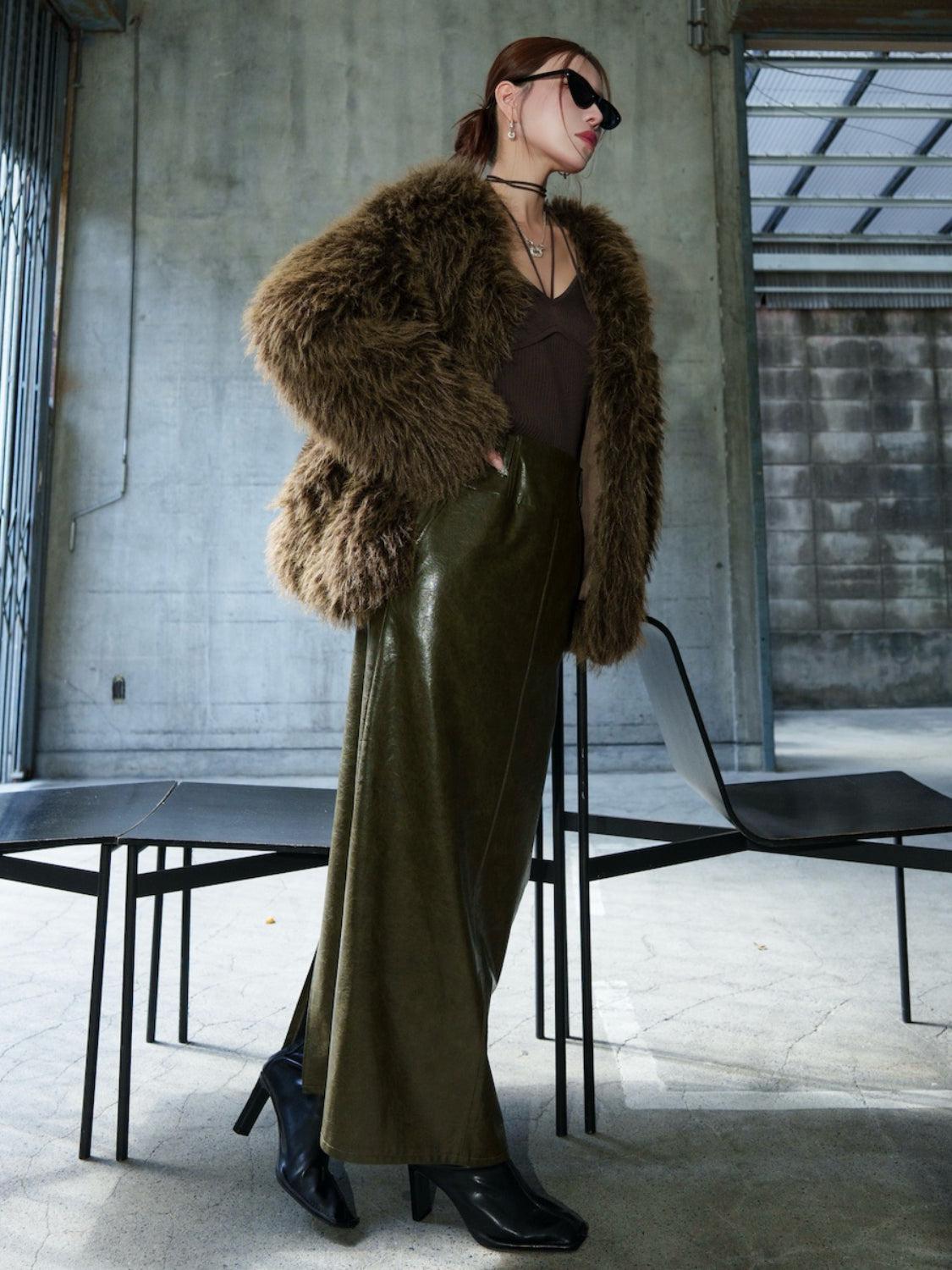 ノーカラー チベット Fur コート