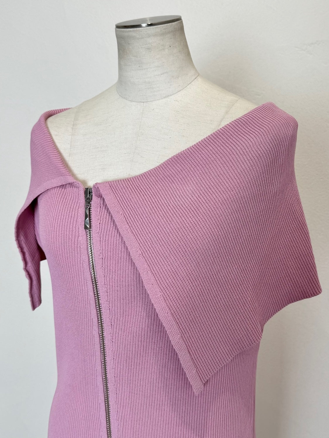 フロントZip オフショル KNITワンピース