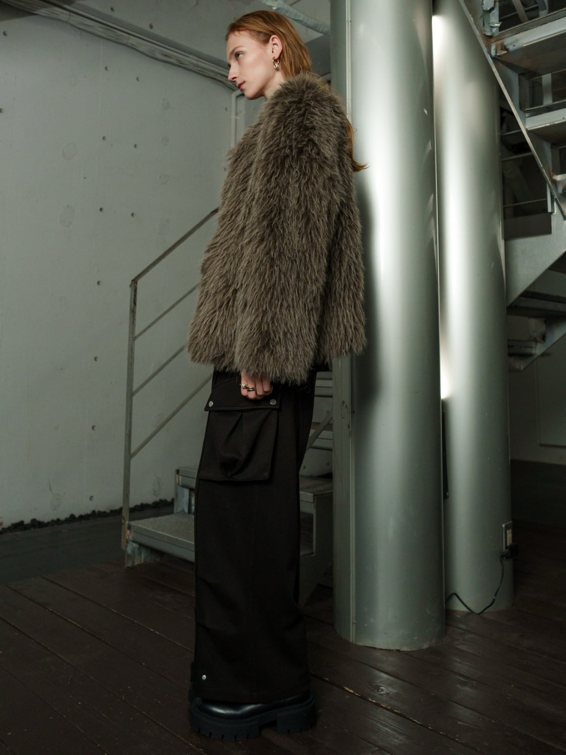 ノーカラー チベット Fur コート