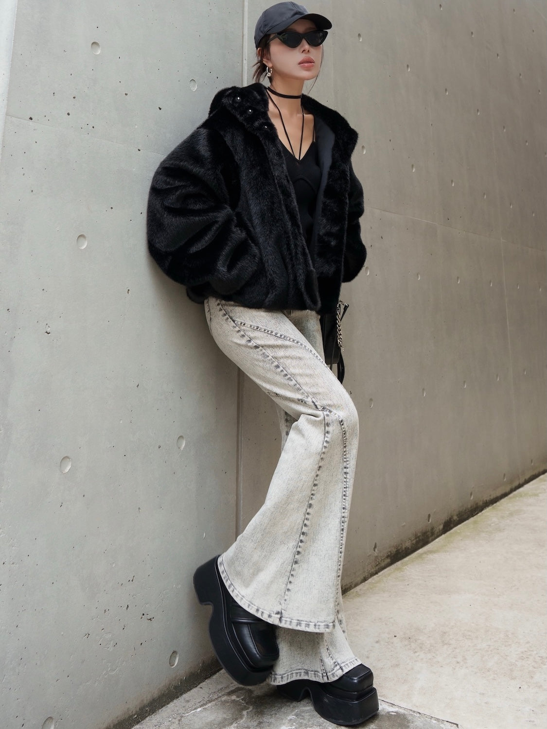 Fur フーディー ヘムタック ブルゾン