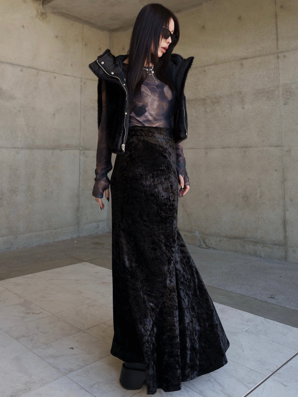 レオパード CRASH VELOUR マーメイドスカート