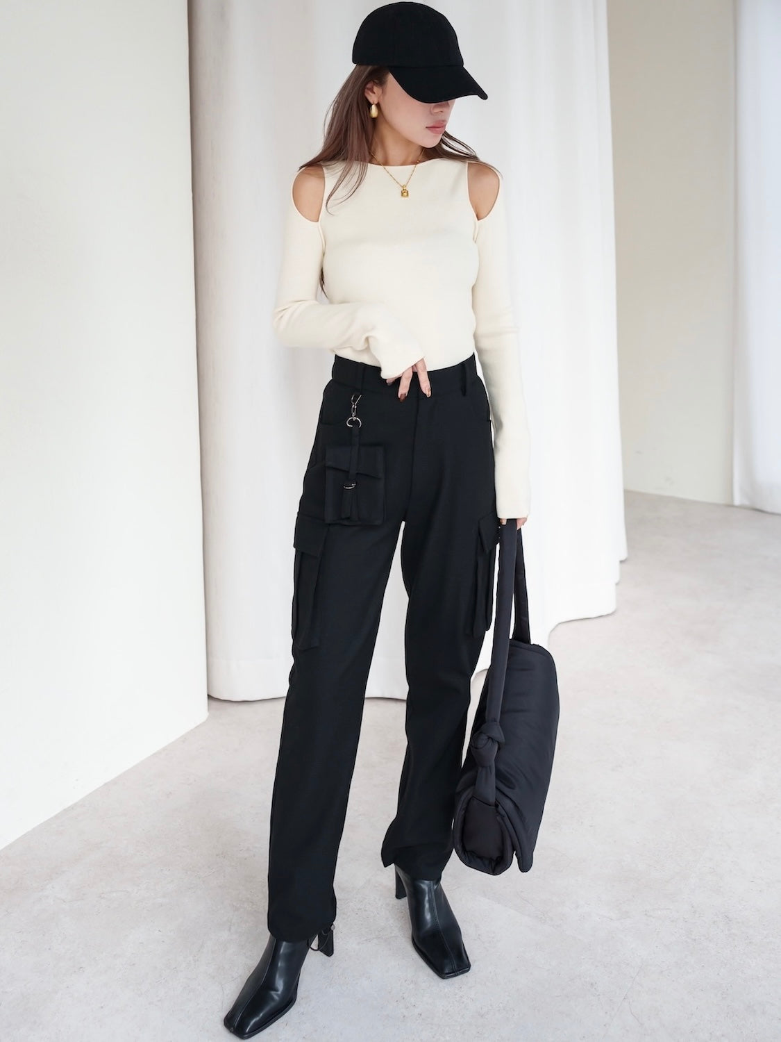 Eco-leather スクエア ショートブーツ