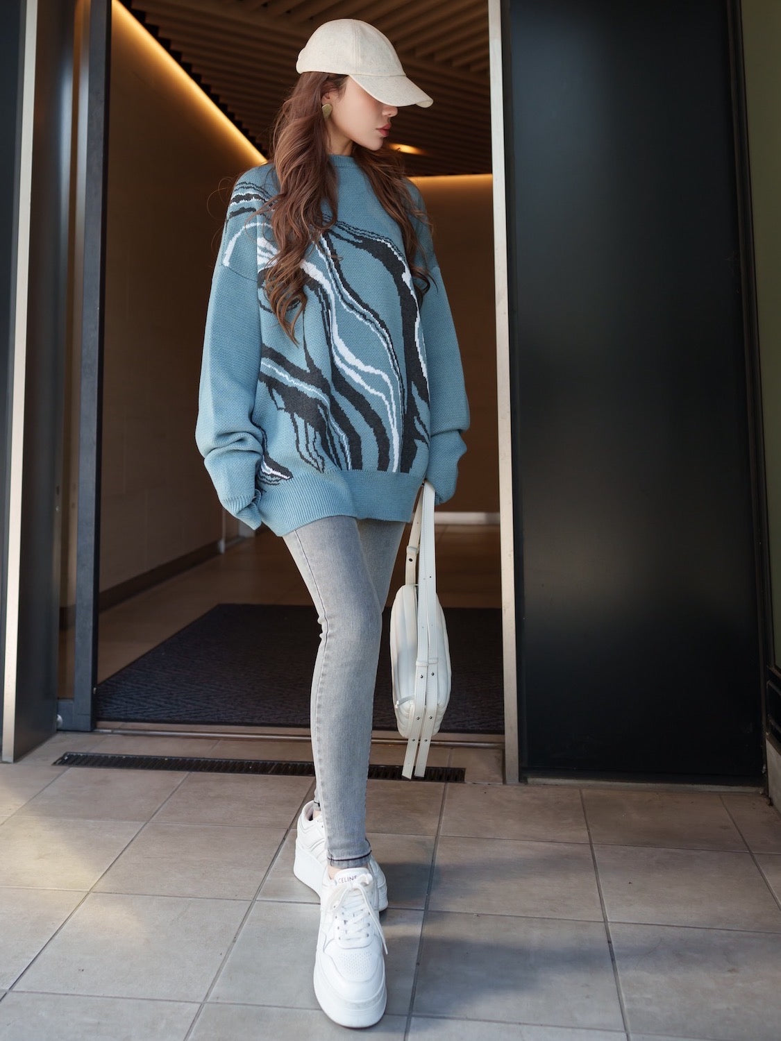 Marble Long-sleeve Pullover