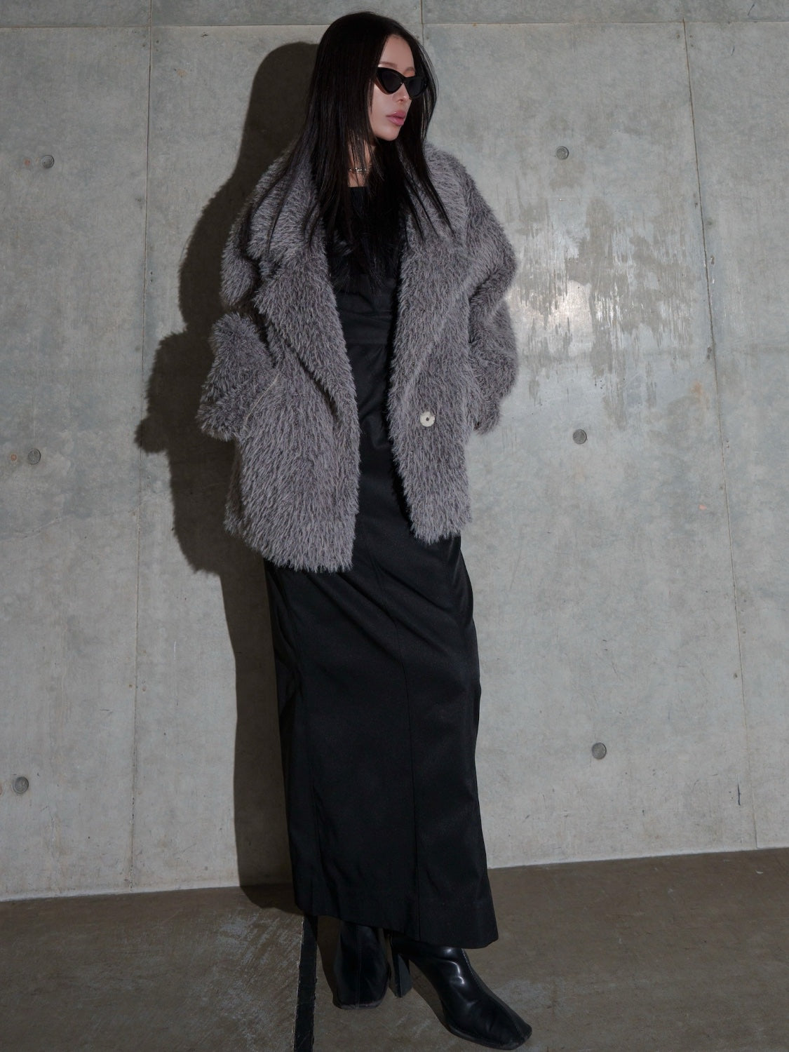 KNIT ドッキング ツイル Dress