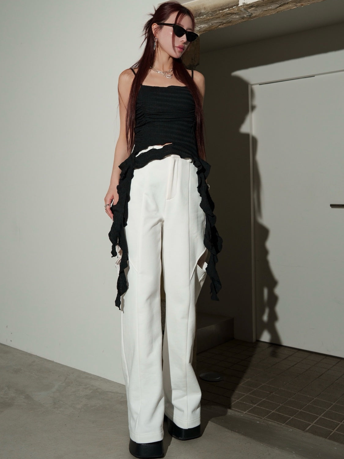 アシンメトリー Ruffle キャミソール