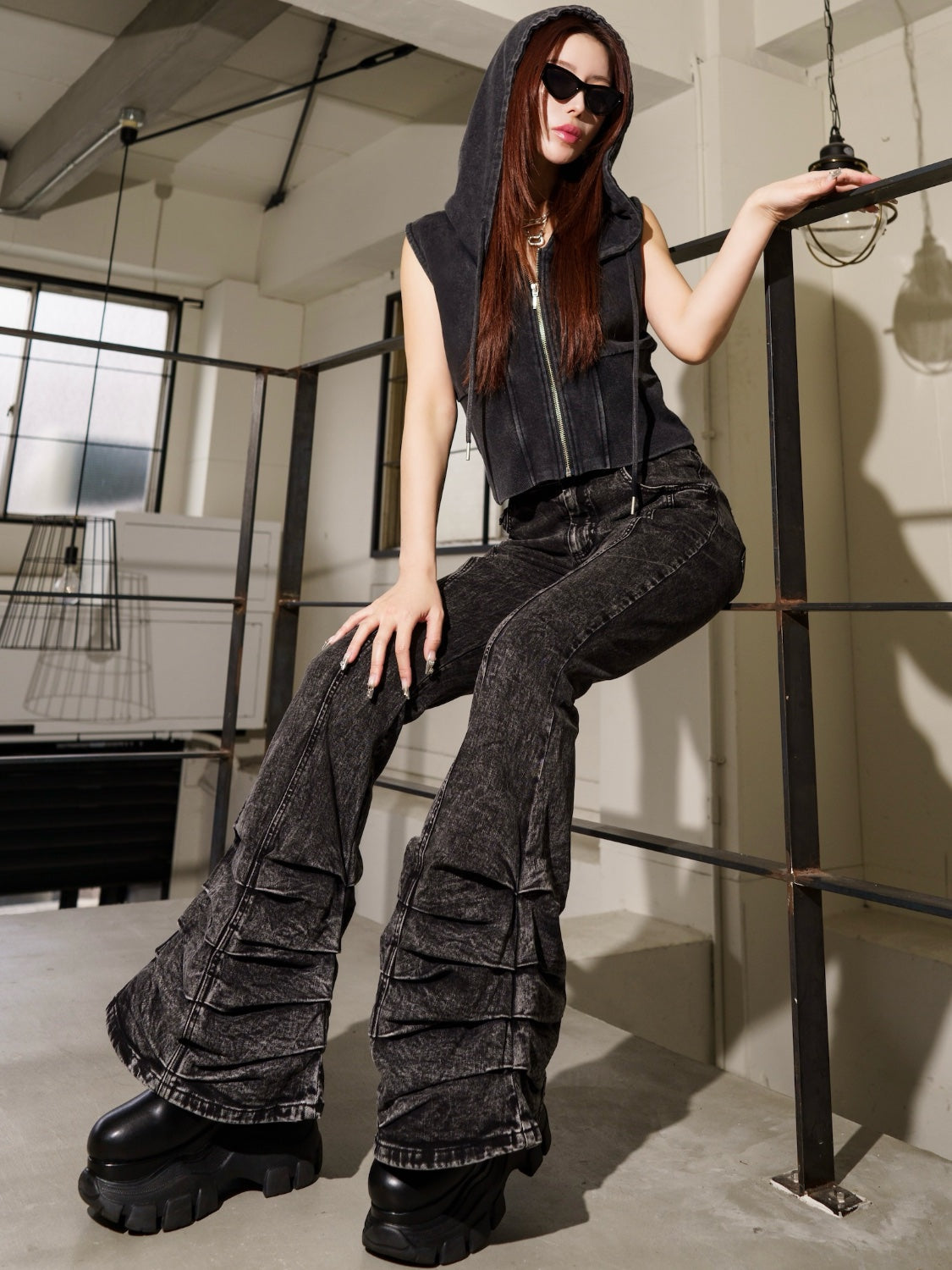 ピグメント Zipフーディー マーメイドスカート Set up