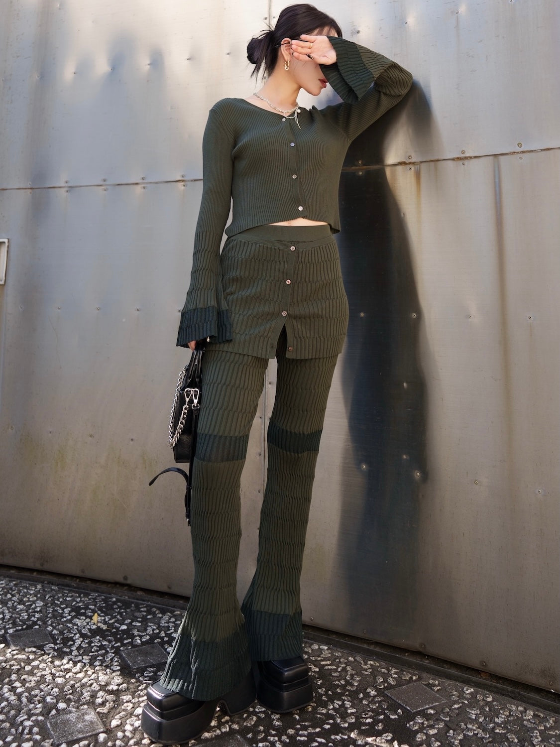 Multi シアー Ribニット セットアップ