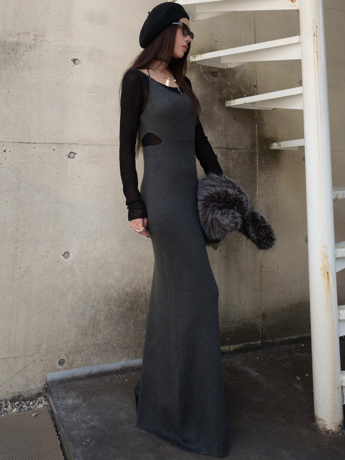 シアー ドッキング KNIT ワンピース