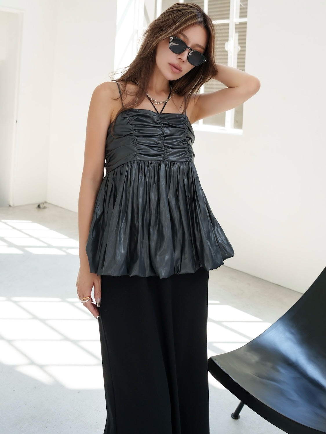 レザーライク ぺプラム Camisole