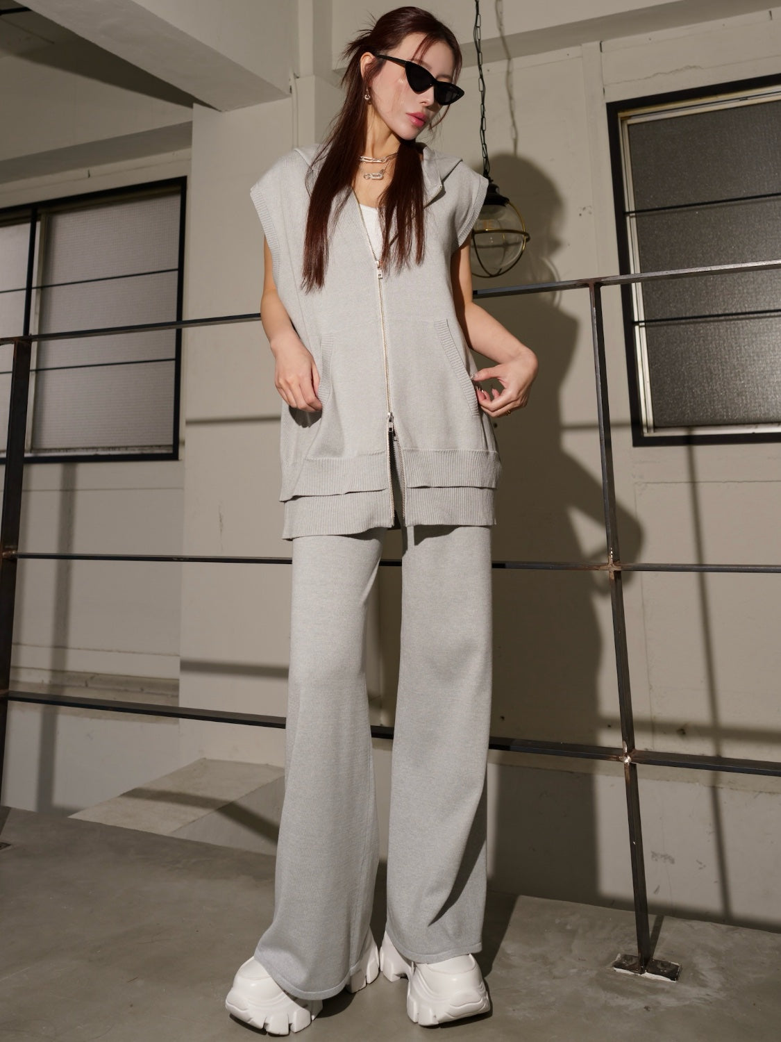 レイヤーライク フーディー KNIT セットアップ