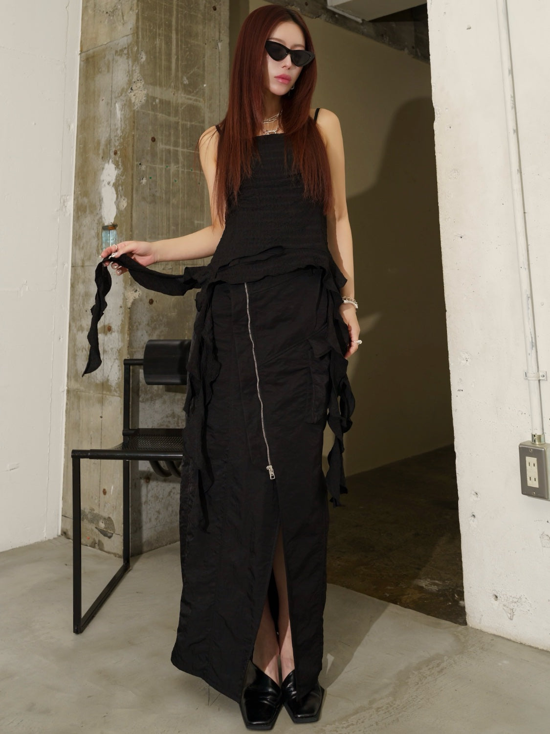 アシンメトリー Ruffle キャミソール